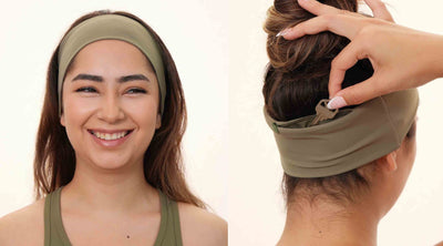 Green Athletic Headband with a Hidden Zipper Pocket