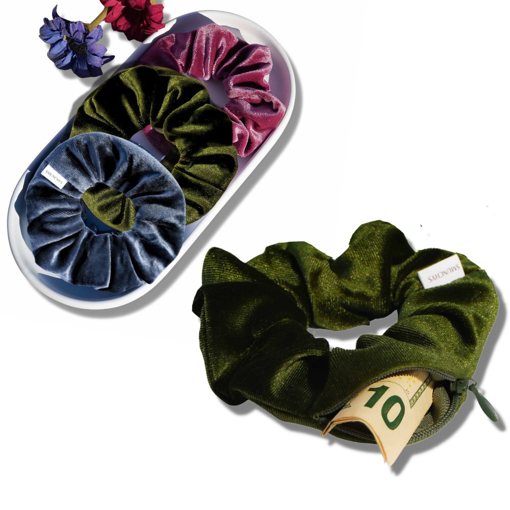 Velvet Hidden Zipper Pocket Scrunchies