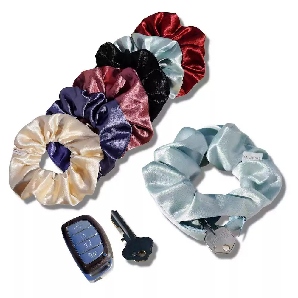 Satin Hidden Zipper Pocket Scrunchies