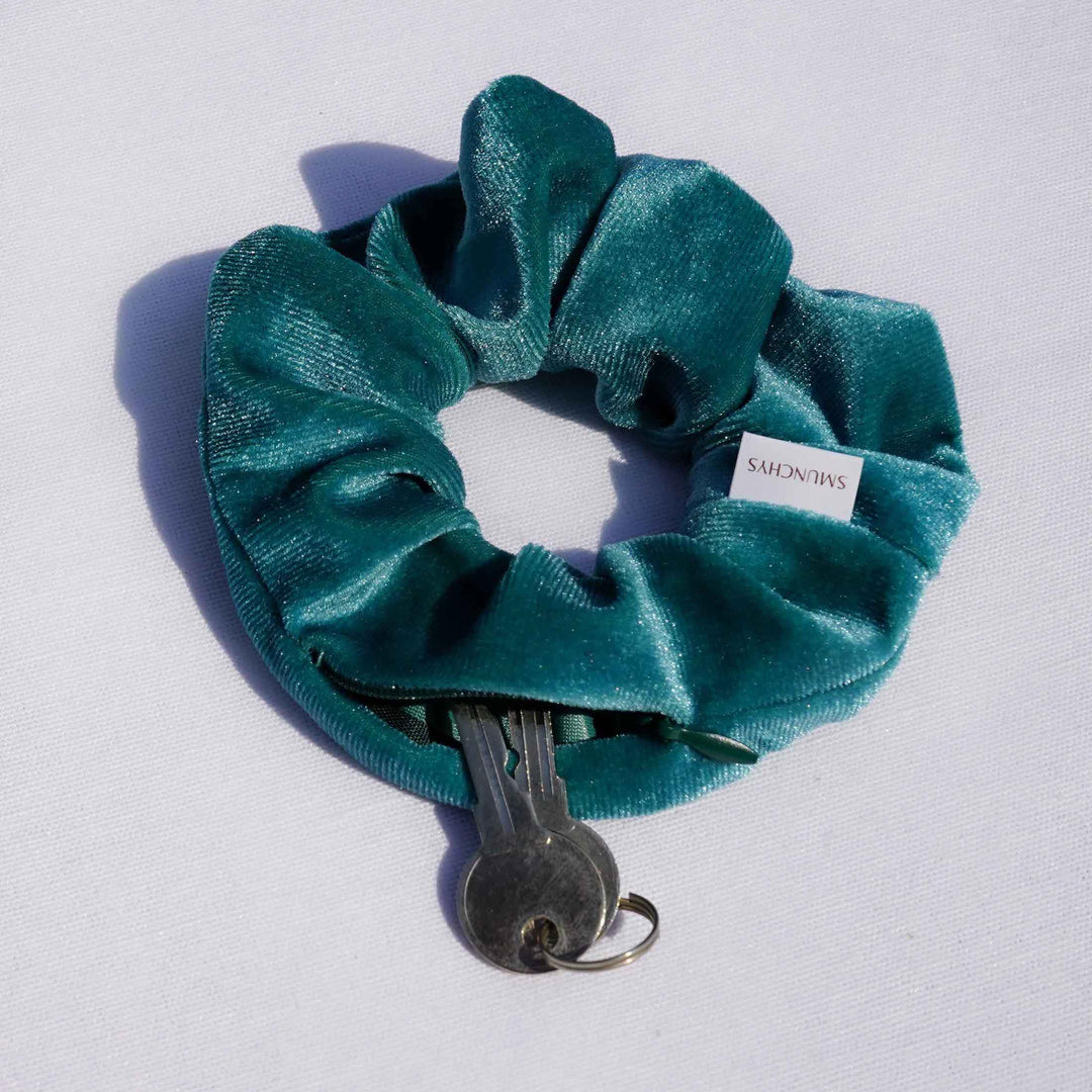 Velvet Hidden Zipper Pocket Scrunchies