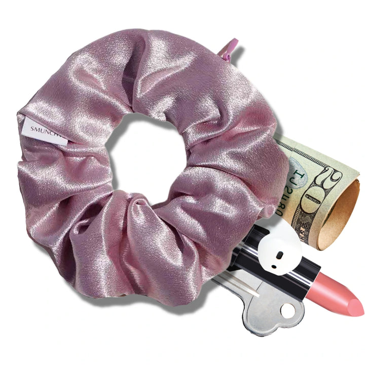 Satin Hidden Zipper Pocket Scrunchies