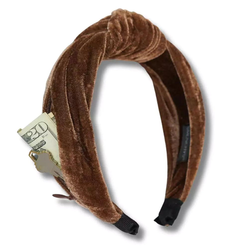 Hard Knot Zipper Pocket Headband