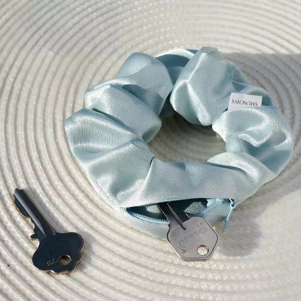 Satin Hidden Zipper Pocket Scrunchies