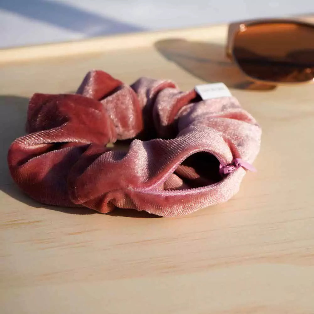 Velvet Hidden Zipper Pocket Scrunchies