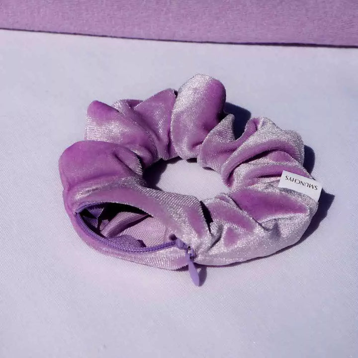 Velvet Hidden Zipper Pocket Scrunchies